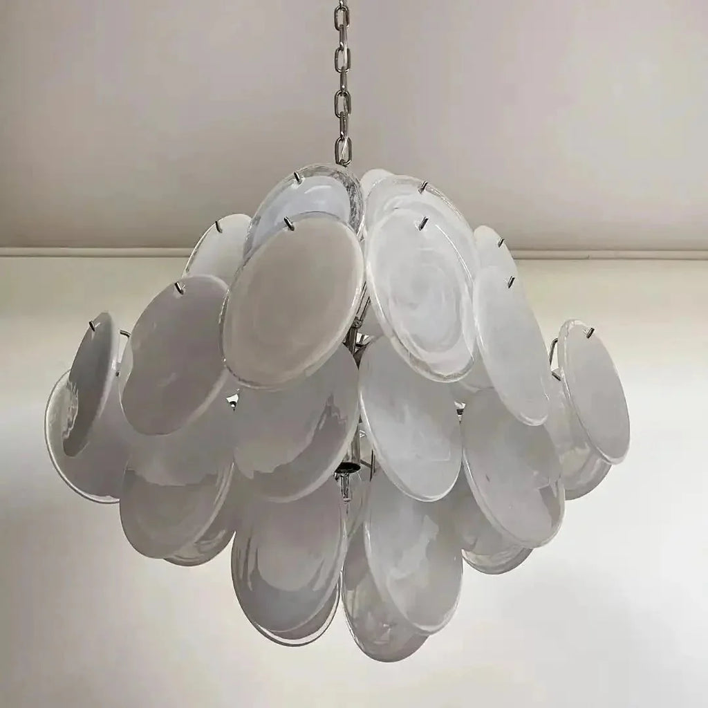 Murano Chandelier 36 White Disks - Dia 19.7″(50cm) x H 19.7″(50cm)WhiteBlushlighting