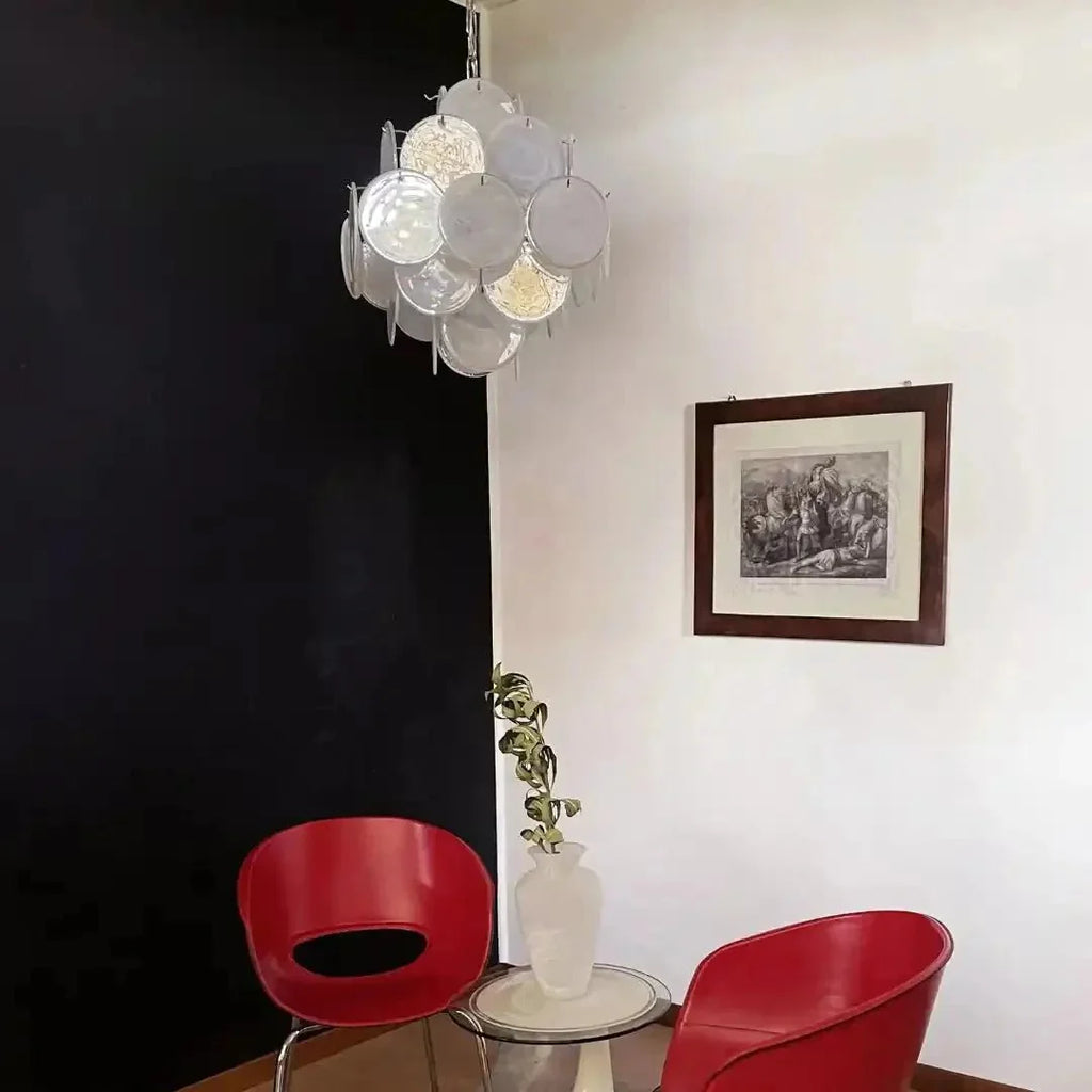 Murano Chandelier 36 White Disks - Dia 19.7″(50cm) x H 19.7″(50cm)WhiteBlushlighting