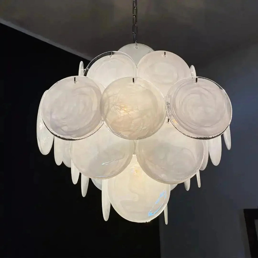 Murano Chandelier 36 White Disks - Dia 19.7″(50cm) x H 19.7″(50cm)WhiteBlushlighting