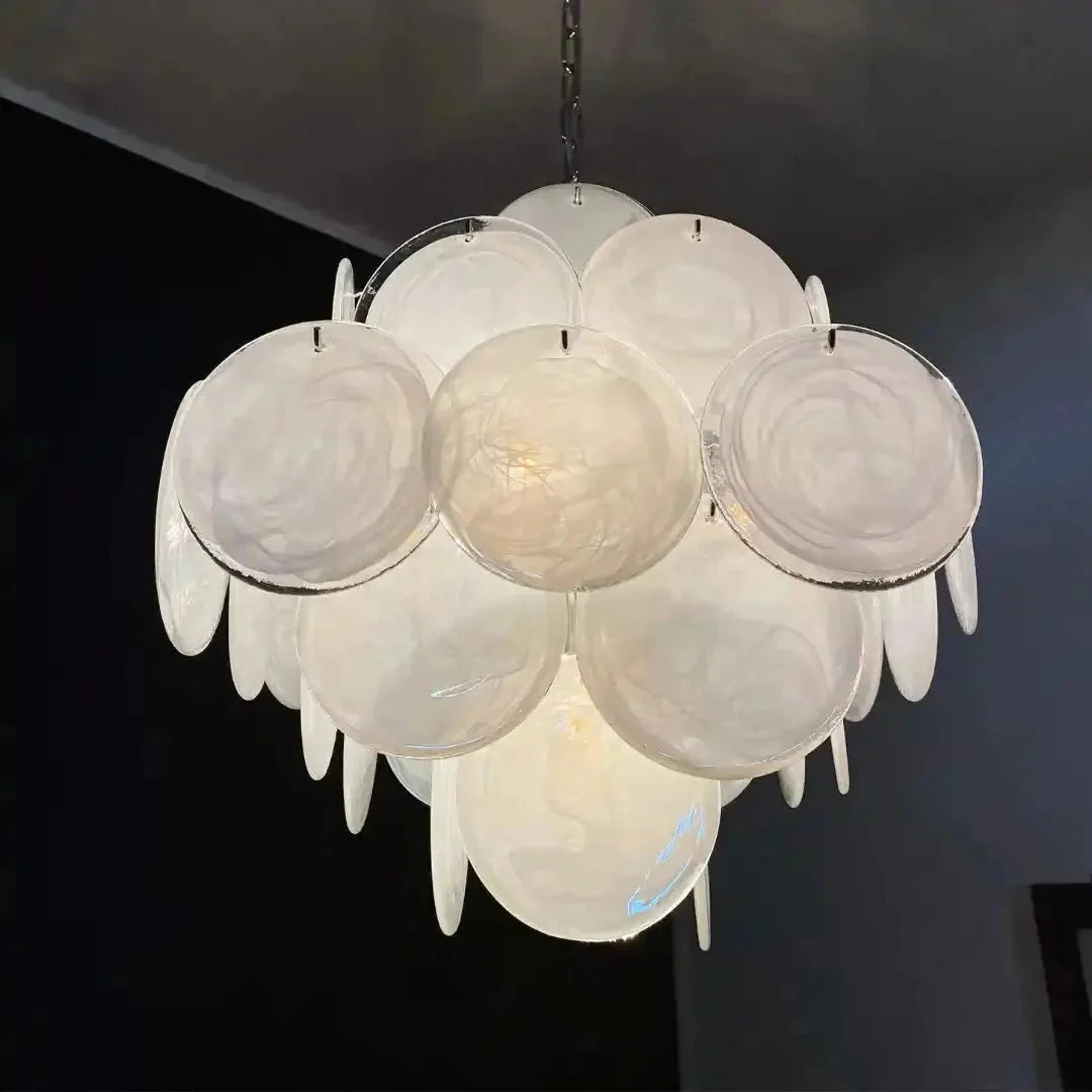 Murano Chandelier 36 White Disks - Dia 19.7″(50cm) x H 19.7″(50cm)WhiteBlushlighting