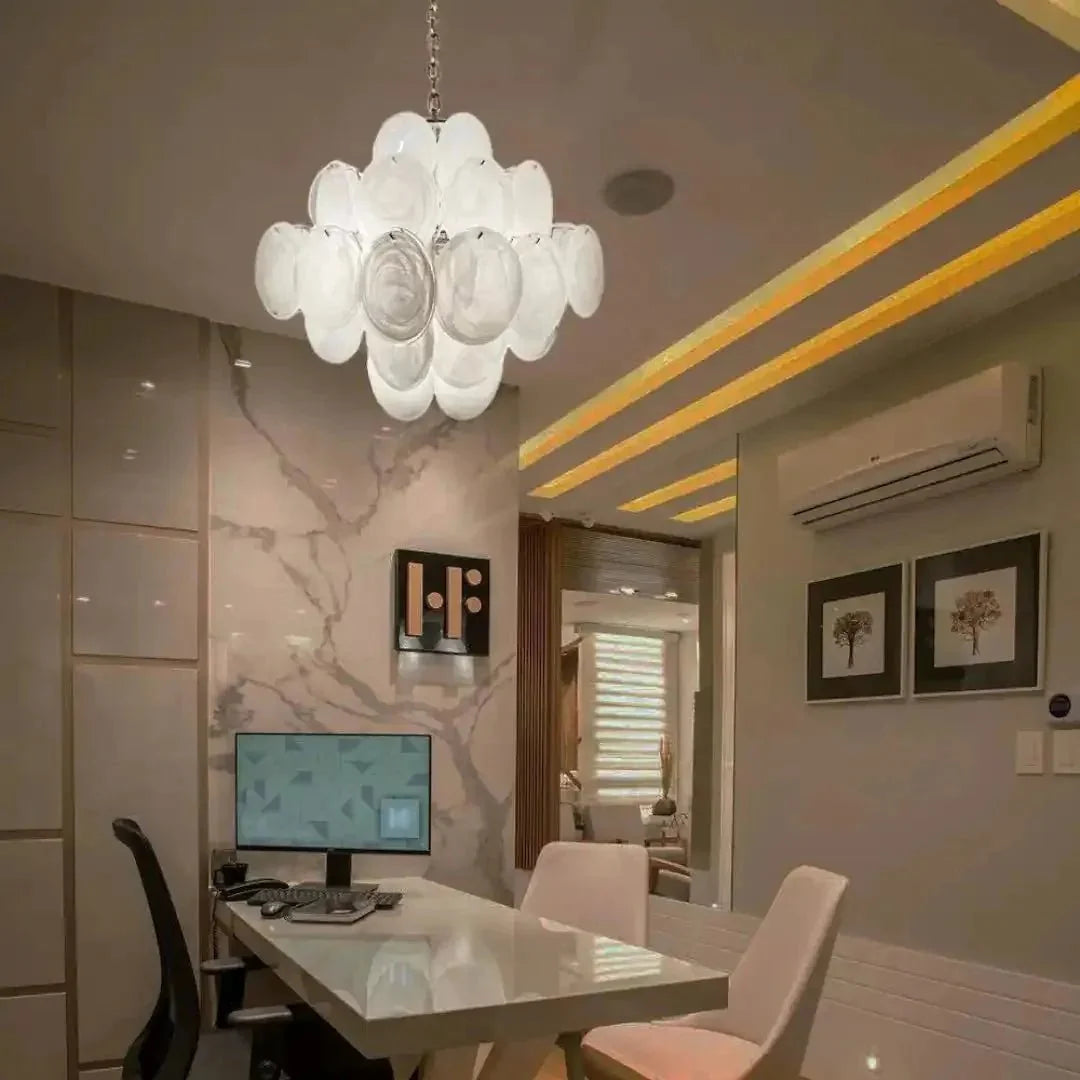 Murano Chandelier 36 White Disks - Dia 19.7″(50cm) x H 19.7″(50cm)WhiteBlushlighting