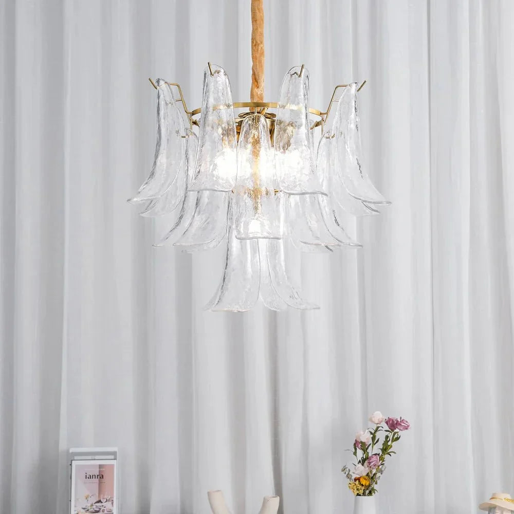Murano Chandelier - 5 Layer D 76cm x H 78cm / ∅ 30″ x H 30.7″WhitePolished NickelBlushlighting