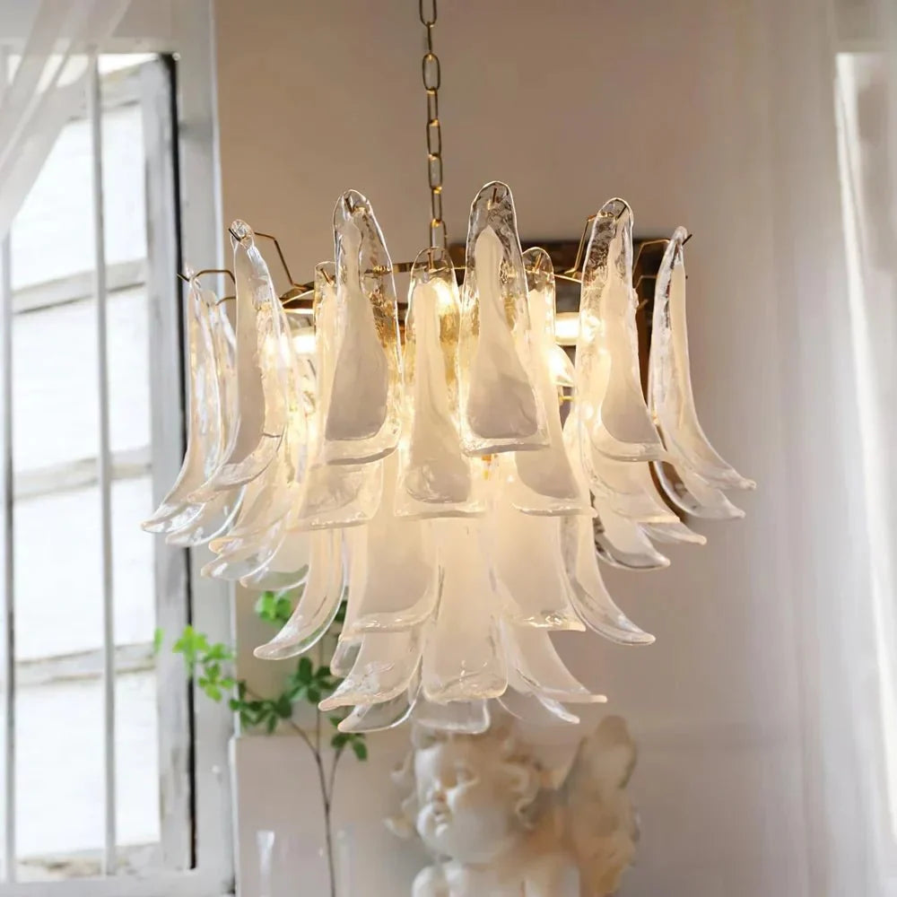 Murano Chandelier - 5 Layer D 76cm x H 78cm / ∅ 30″ x H 30.7″WhitePolished NickelBlushlighting