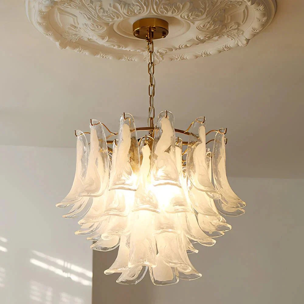 Murano Chandelier - 4 Layer ∅ 23.6″ x H 19.6″ / Dia 60cm x H 50cmWhitePolished NickelBlushlighting