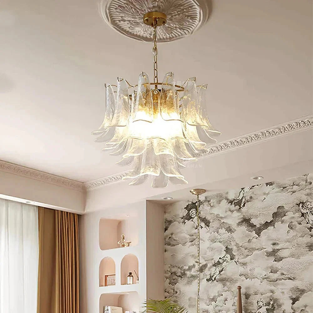Murano Chandelier - 5 Layer D 76cm x H 78cm / ∅ 30″ x H 30.7″WhitePolished NickelBlushlighting