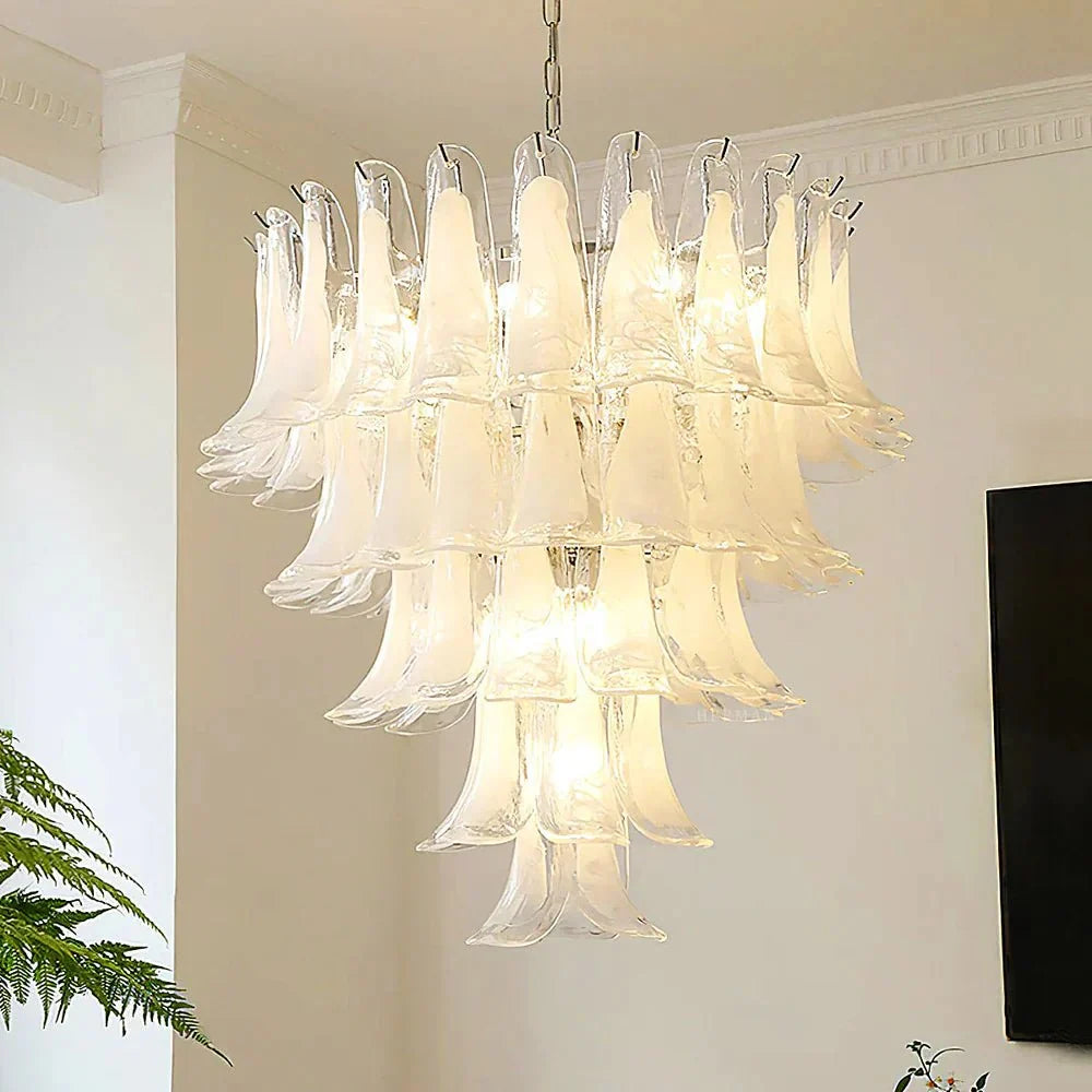 Murano Chandelier - 5 Layer D 76cm x H 78cm / ∅ 30″ x H 30.7″WhitePolished NickelBlushlighting