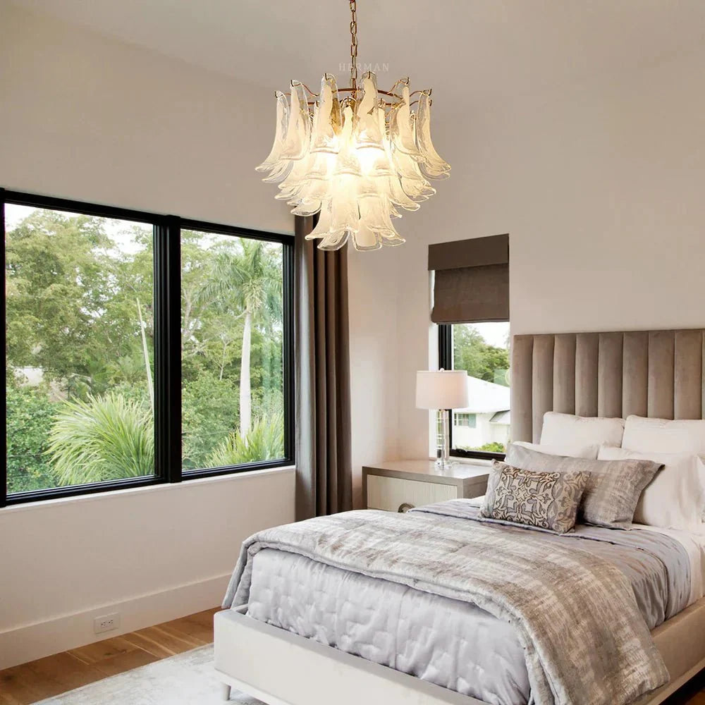 Murano Chandelier - 5 Layer D 76cm x H 78cm / ∅ 30″ x H 30.7″WhitePolished NickelBlushlighting