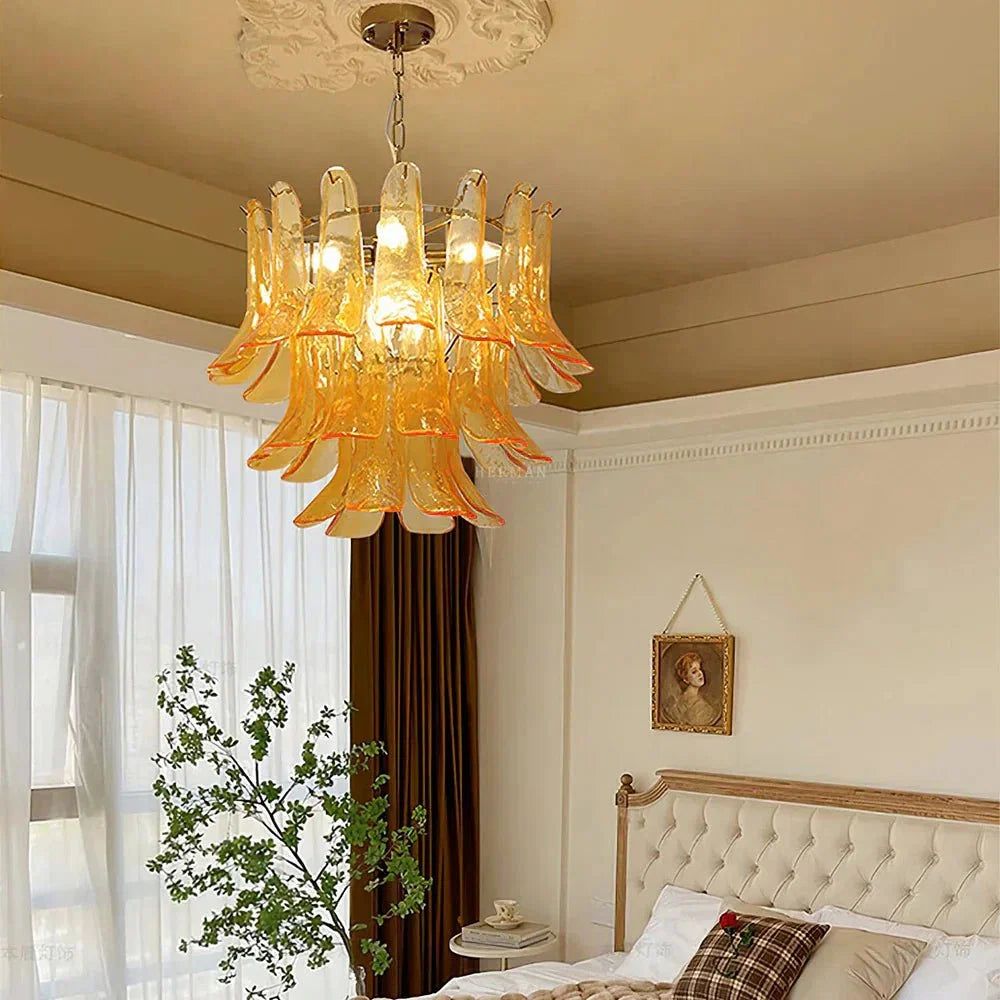 Murano Chandelier - 5 Layer D 76cm x H 78cm / ∅ 30″ x H 30.7″WhitePolished NickelBlushlighting