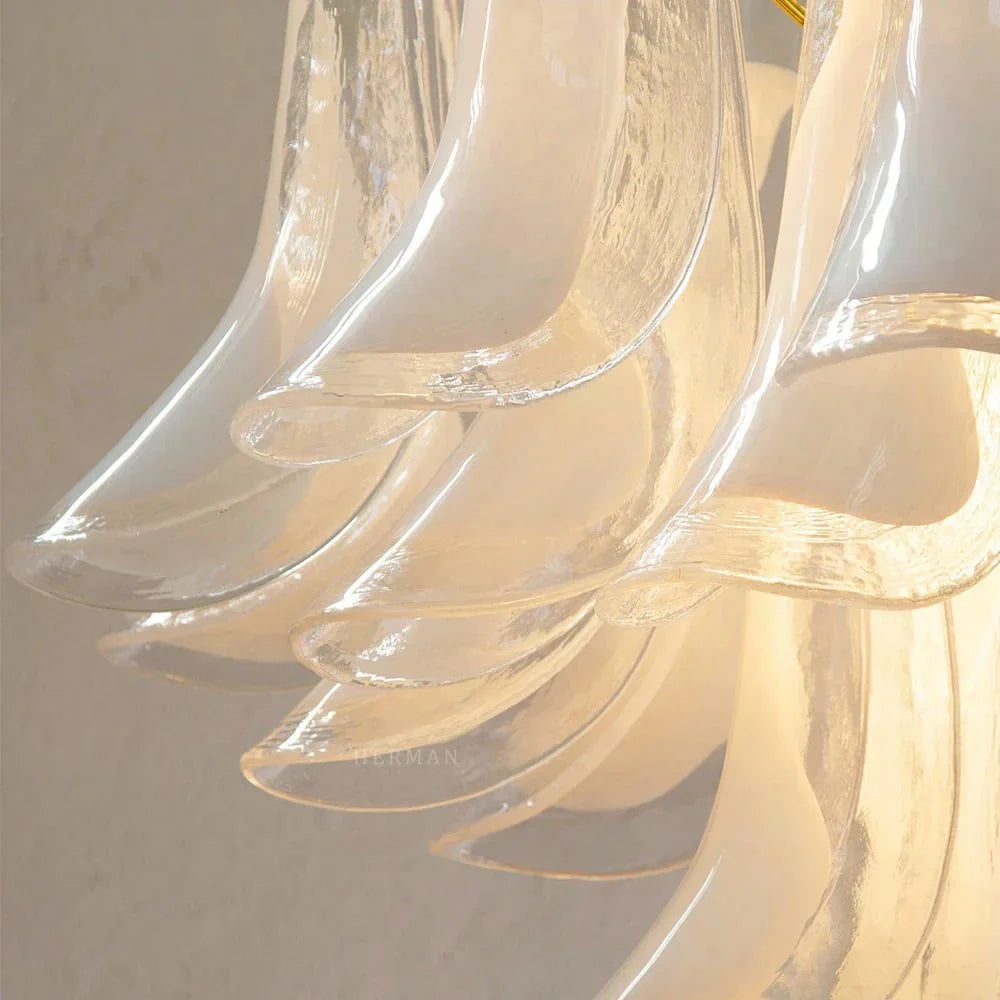 Murano Chandelier - 5 Layer D 76cm x H 78cm / ∅ 30″ x H 30.7″WhitePolished NickelBlushlighting