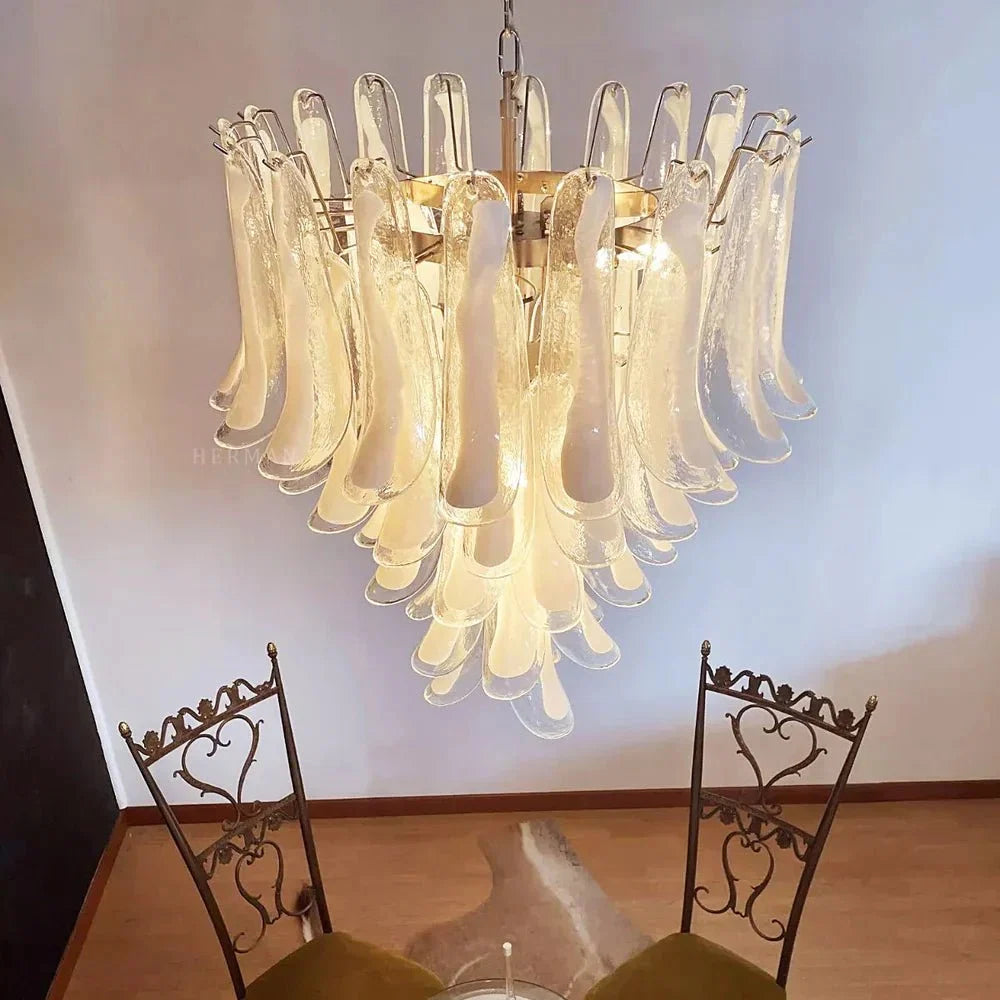Murano Chandelier - 5 Layer D 76cm x H 78cm / ∅ 30″ x H 30.7″WhitePolished NickelBlushlighting
