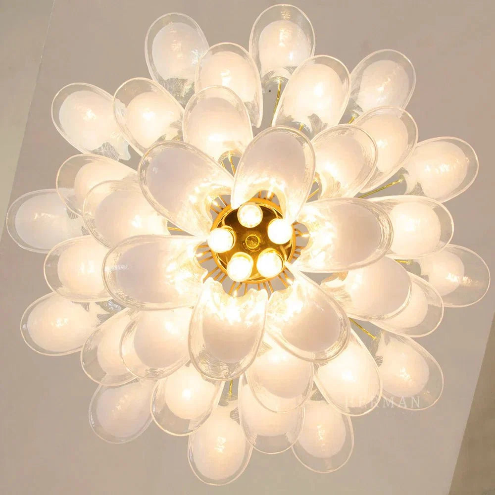 Murano Chandelier - 5 Layer D 76cm x H 78cm / ∅ 30″ x H 30.7″WhitePolished NickelBlushlighting