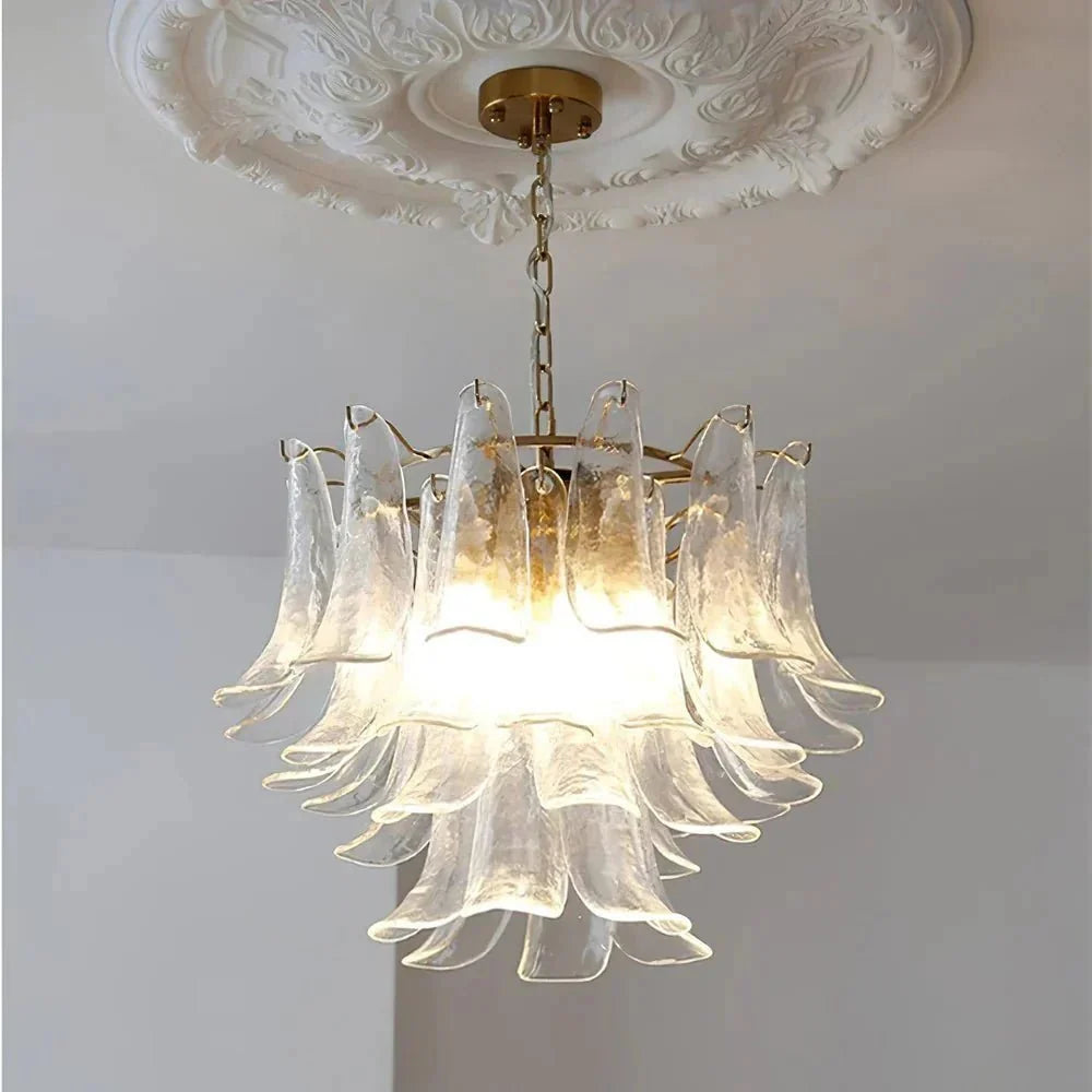 Murano Chandelier - 3 Layer ∅ 19.6″ x H 16.9″ / Dia 50cm x H 43cmWhitePolished NickelBlushlighting
