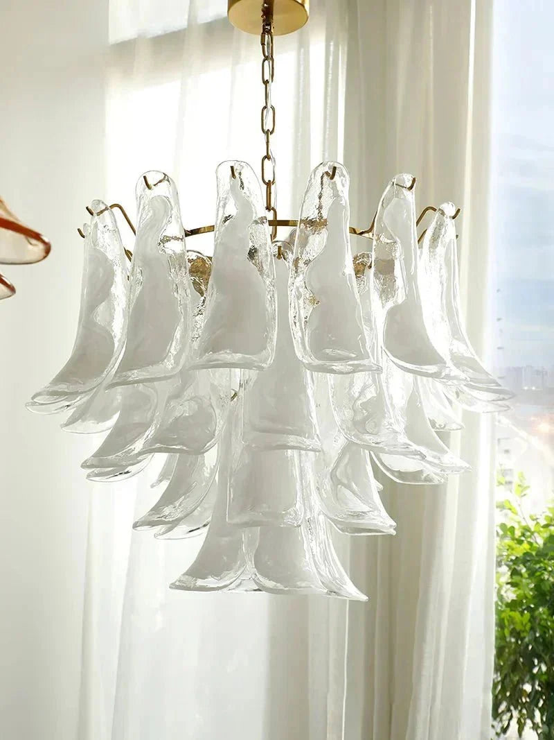 Murano Chandelier - 3 Layer ∅ 19.6″ x H 16.9″ / Dia 50cm x H 43cmWhitePolished NickelBlushlighting