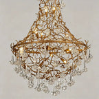 Nature-inspired Brass Tree Chandelier with Glazed Glass Flowers - Style D/L78.7"*W39.4"*H25.59"(L200cm*W100cm*H65cm)Warm LightManorlights