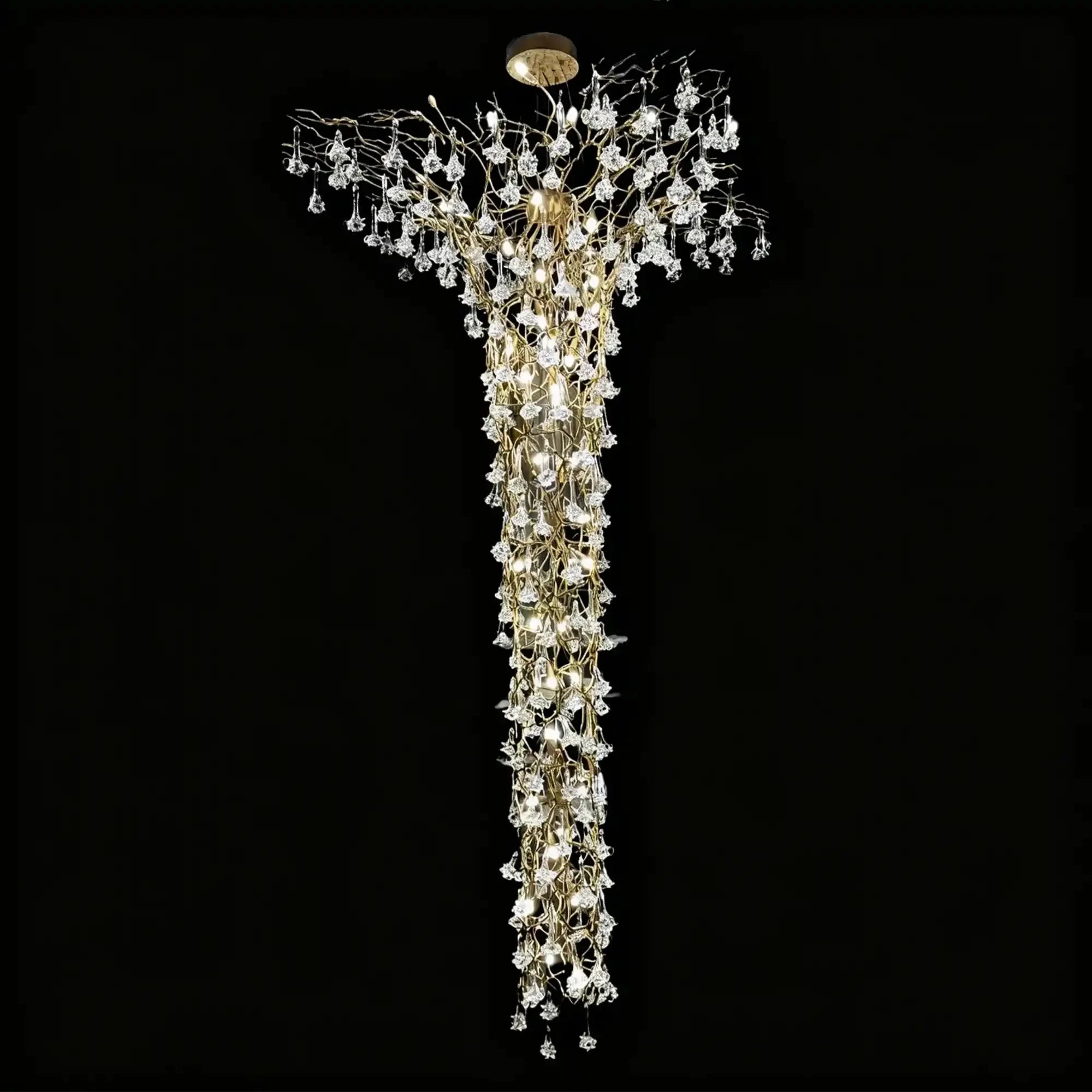 Nature-inspired Brass Tree Chandelier with Glazed Glass Flowers - Style C/D70.87"*H118.1"(D180cm*H300cm)Warm LightManorlights