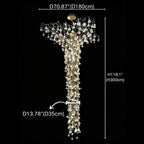 Nature-inspired Brass Tree Chandelier with Glazed Glass Flowers - Style D/L78.7"*W39.4"*H25.59"(L200cm*W100cm*H65cm)Warm LightManorlights