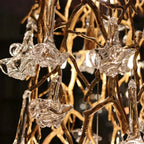 Nature-inspired Brass Tree Chandelier with Glazed Glass Flowers - Style D/L78.7"*W39.4"*H25.59"(L200cm*W100cm*H65cm)Warm LightManorlights