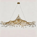 Nature-inspired Brass Tree Chandelier with Glazed Glass Flowers - Style D/L78.7"*W39.4"*H25.59"(L200cm*W100cm*H65cm)Warm LightManorlights