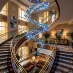 Nerissa LED Glass Dolphin Chandelier - Dia 59.1″ × H 70.9″Blue & ClearWarm LightBlushlighting