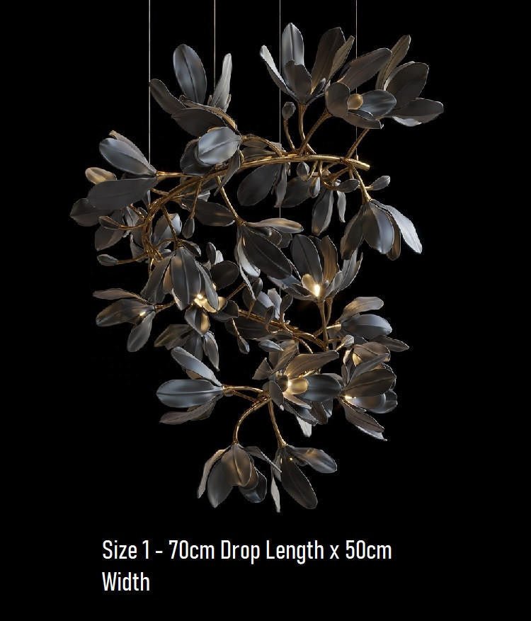 Octavia Black Branching Glass Flower Chandelier - 27.6 inches Drop Length x 19.7 inches WidthDeep Golden BrownManorlights
