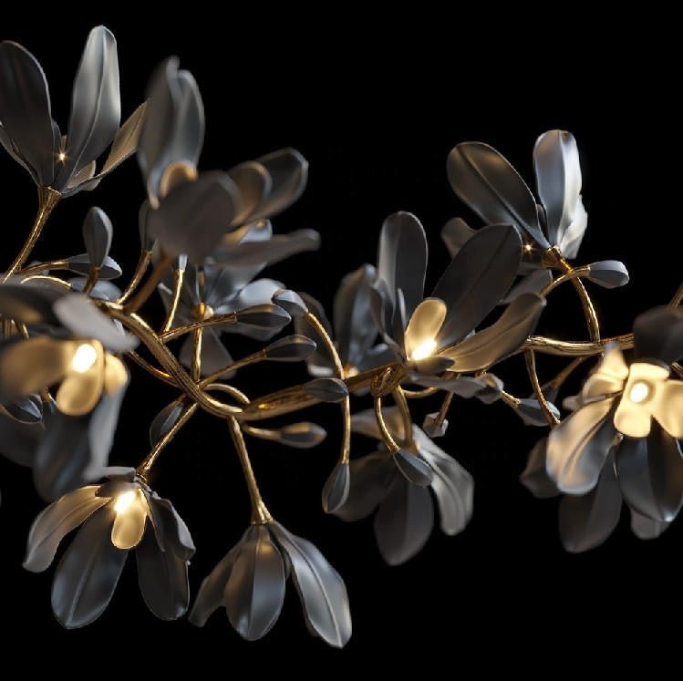 Octavia Black Branching Glass Flower Chandelier - 27.6 inches Drop Length x 19.7 inches WidthDeep Golden BrownManorlights