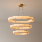 OLYRA 3-TIER ROUND ALABASTER CHANDELIER 39" 47" 59"D-Manorlights