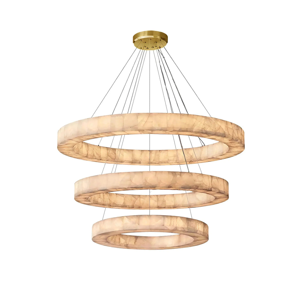 OLYRA 3-TIER ROUND ALABASTER CHANDELIER 39" 47" 59"D-Manorlights