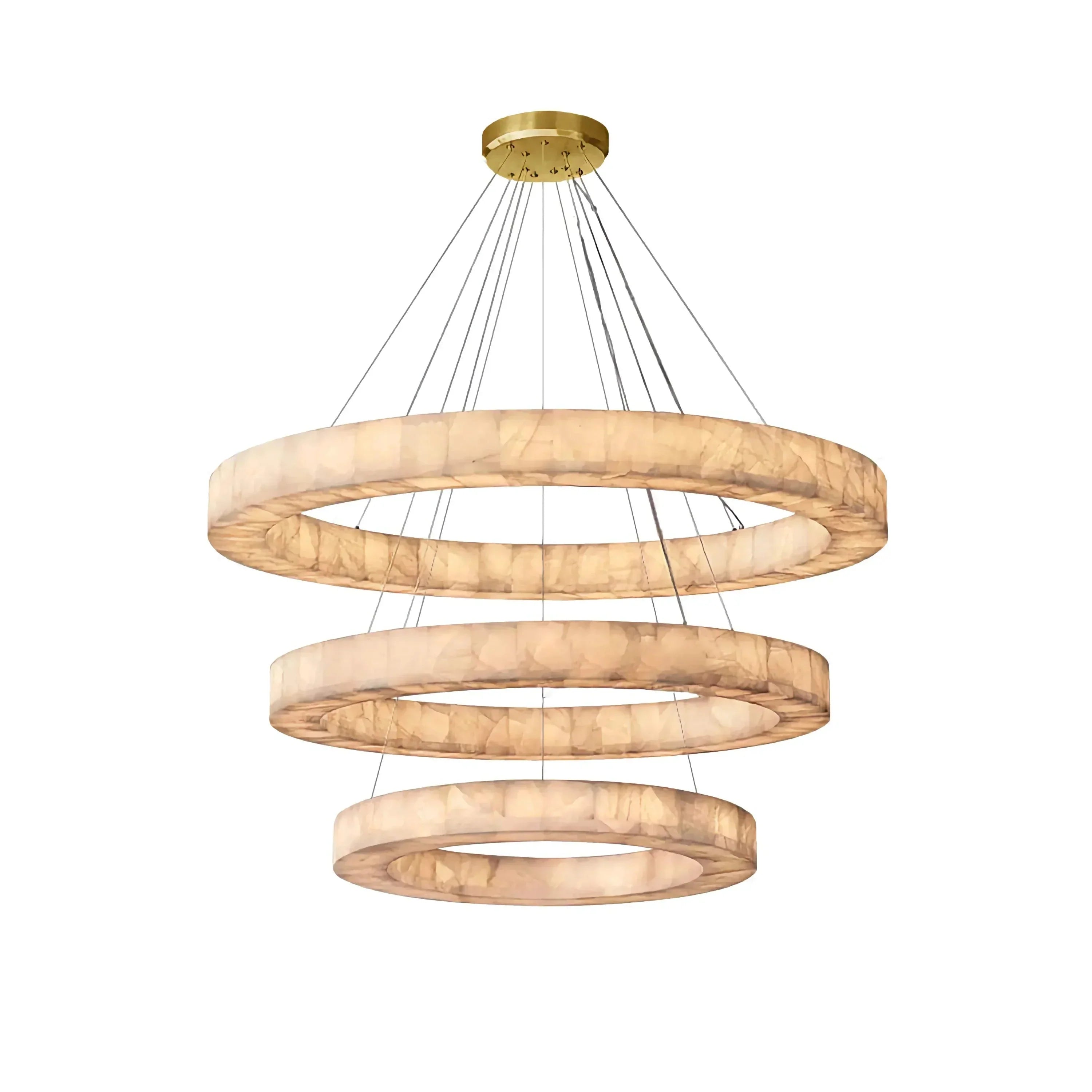 OLYRA 3-TIER ROUND ALABASTER CHANDELIER 39" 47" 59"D-Manorlights