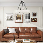 Orion Alabaster Chandelier - ∅ 33.5″ x H 31.5″BlackWarm LightManorlights