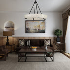 Orion Alabaster Chandelier - ∅ 33.5″ x H 31.5″BlackWarm LightManorlights