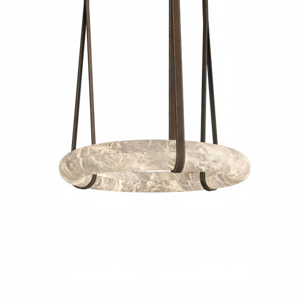 Oslo L1P Pendant Alabaster Chandelier, Halo Ring Chandelier With canopy Over Dining Table-Chandelier-Manorlights