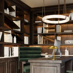 Oslo L1P Pendant Alabaster Chandelier, Halo Ring Chandelier With canopy Over Dining Table-Chandelier-Manorlights