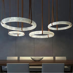 Oslo L1P Pendant Alabaster Chandelier, Halo Ring Chandelier With canopy Over Dining Table-Chandelier-Manorlights