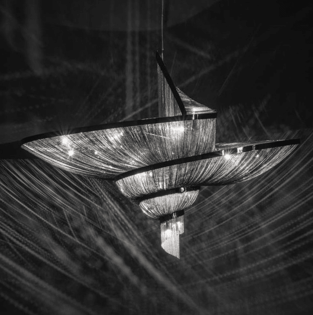 Oversized Art Fashion Spiral Tassel Aluminum Chain Chandelier for Living Room/Foyer - Black NickelD23.6"*H17.7"Warm Light - Manorlights