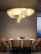 Oversized Art Fashion Spiral Tassel Aluminum Chain Chandelier for Living Room/Foyer - Black NickelD23.6"*H17.7"Warm Light - Manorlights