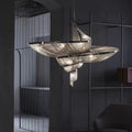 Oversized Art Fashion Spiral Tassel Aluminum Chain Chandelier for Living Room/Foyer - Black NickelD23.6"*H17.7"Warm Light - Manorlights