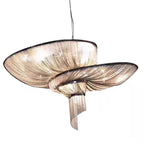 Oversized Art Fashion Spiral Tassel Aluminum Chain Chandelier for Living Room/Foyer - Black NickelD23.6"*H17.7"Warm Light - Manorlights