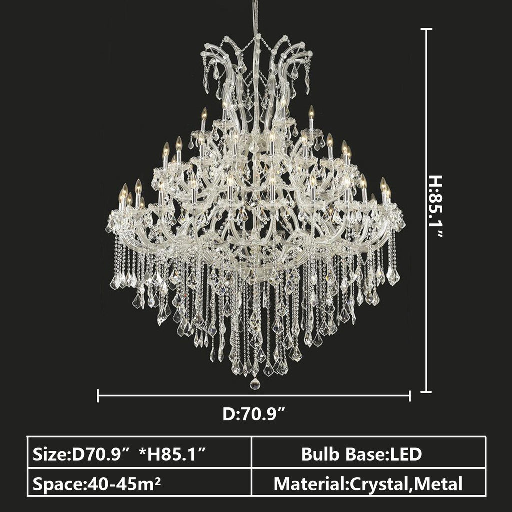 Oversized European Chrome Classic Candle Branch Crystal Chandelier for 2 - Story/Duplex Buildings - D39.4"*H47.3"Warm LightManorlights