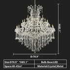Oversized European Chrome Classic Candle Branch Crystal Chandelier for 2 - Story/Duplex Buildings - D39.4"*H47.3"Warm LightManorlights