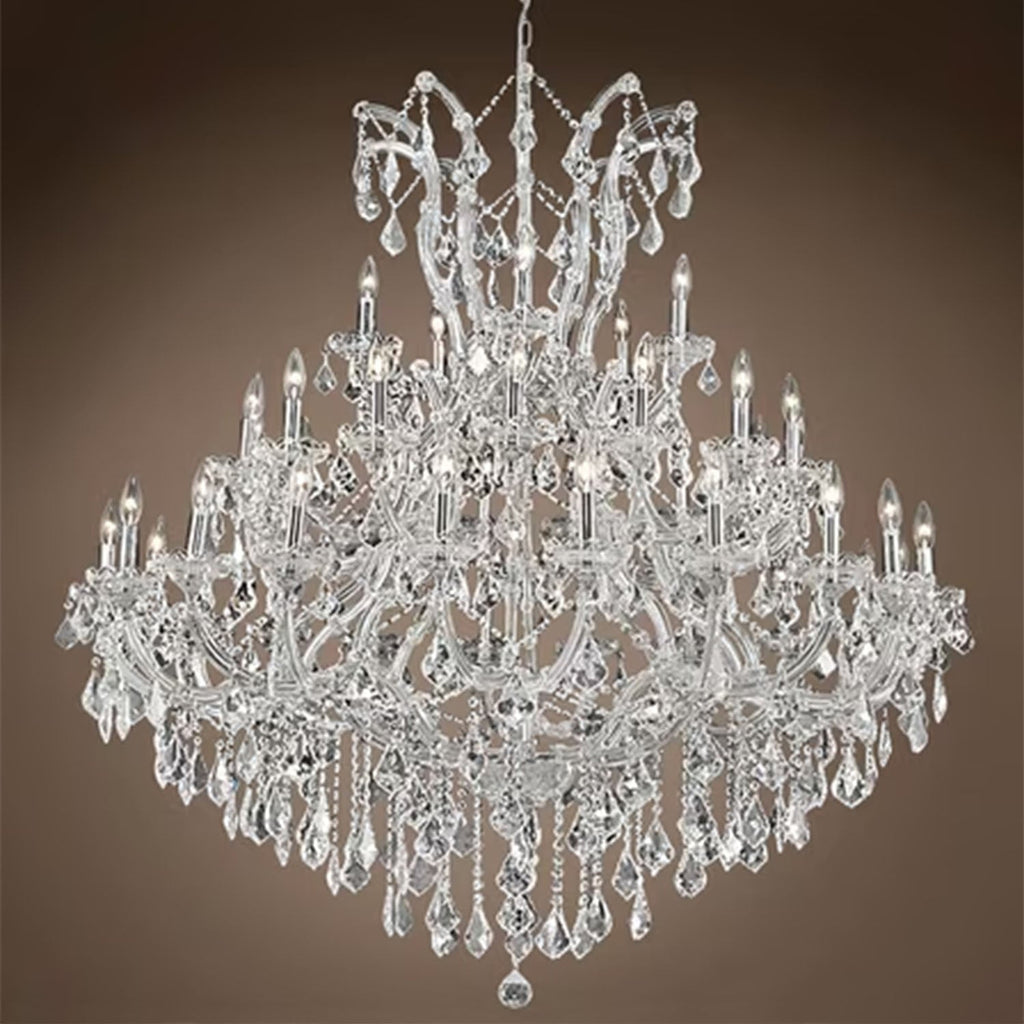 Oversized European Chrome Classic Candle Branch Crystal Chandelier for 2 - Story/Duplex Buildings - D39.4"*H47.3"Warm LightManorlights