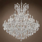 Oversized European Chrome Classic Candle Branch Crystal Chandelier for 2 - Story/Duplex Buildings - D39.4"*H47.3"Warm LightManorlights