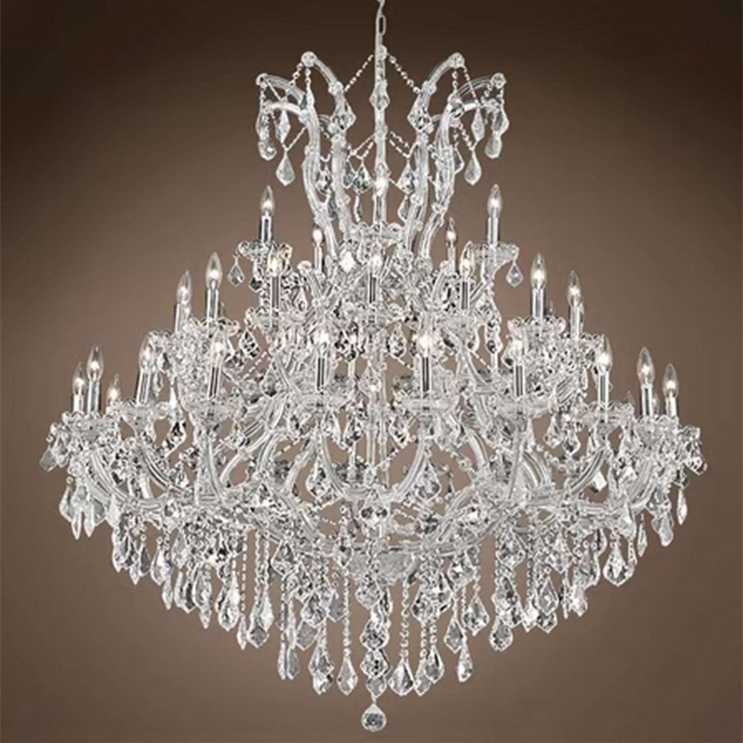 Oversized European Chrome Classic Candle Branch Crystal Chandelier for 2 - Story/Duplex Buildings - D39.4"*H47.3"Warm LightManorlights