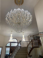 Oversized European Chrome Classic Candle Branch Crystal Chandelier for 2 - Story/Duplex Buildings - D39.4"*H47.3"Warm LightManorlights