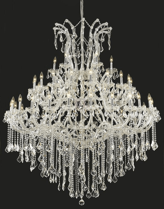 Oversized European Chrome Classic Candle Branch Crystal Chandelier for 2 - Story/Duplex Buildings - D39.4"*H47.3"Warm LightManorlights