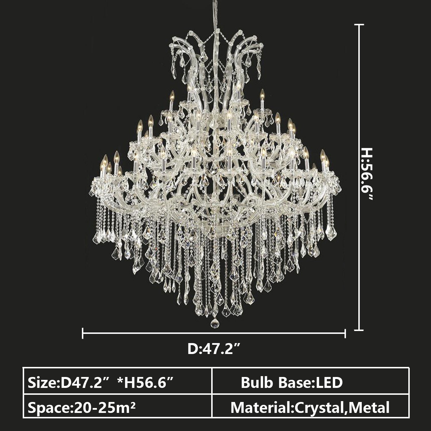 Oversized European Chrome Classic Candle Branch Crystal Chandelier for 2 - Story/Duplex Buildings - D39.4"*H47.3"Warm LightManorlights