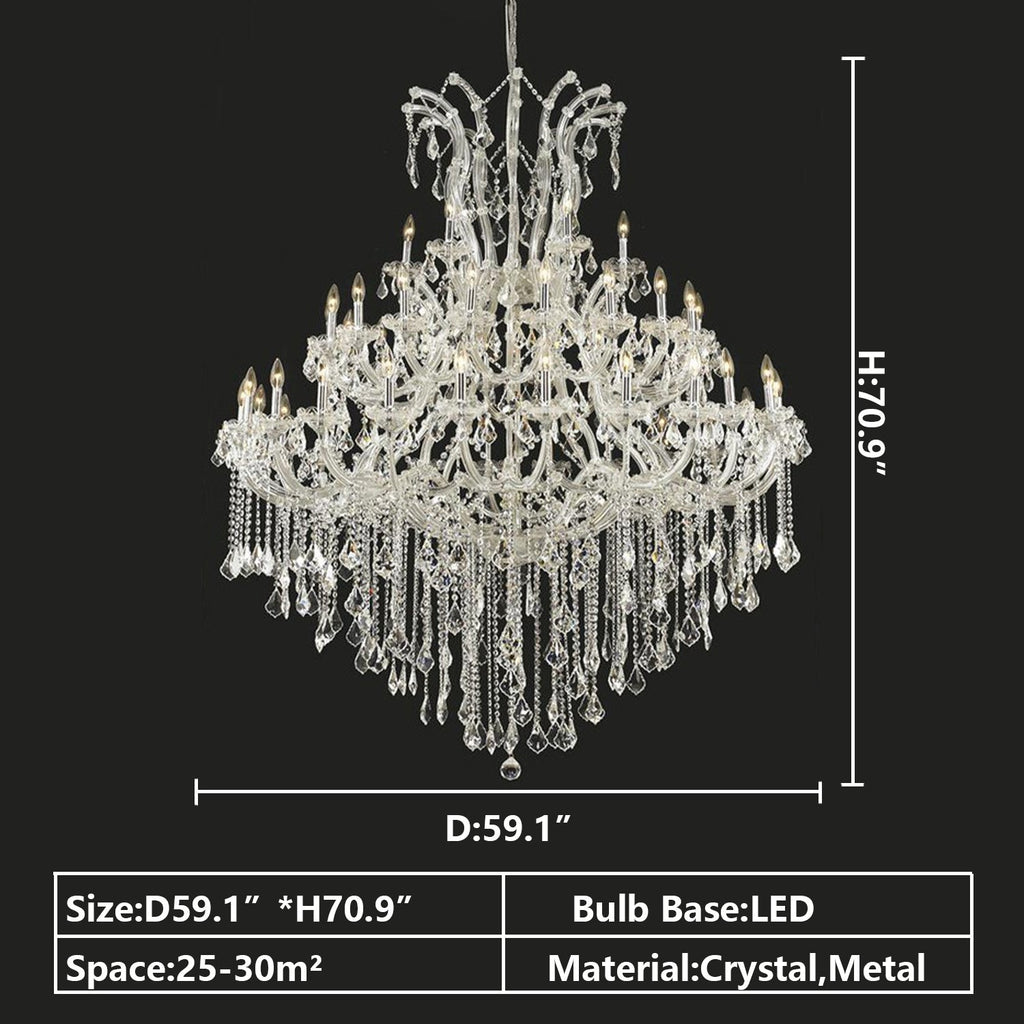 Oversized European Chrome Classic Candle Branch Crystal Chandelier for 2 - Story/Duplex Buildings - D39.4"*H47.3"Warm LightManorlights