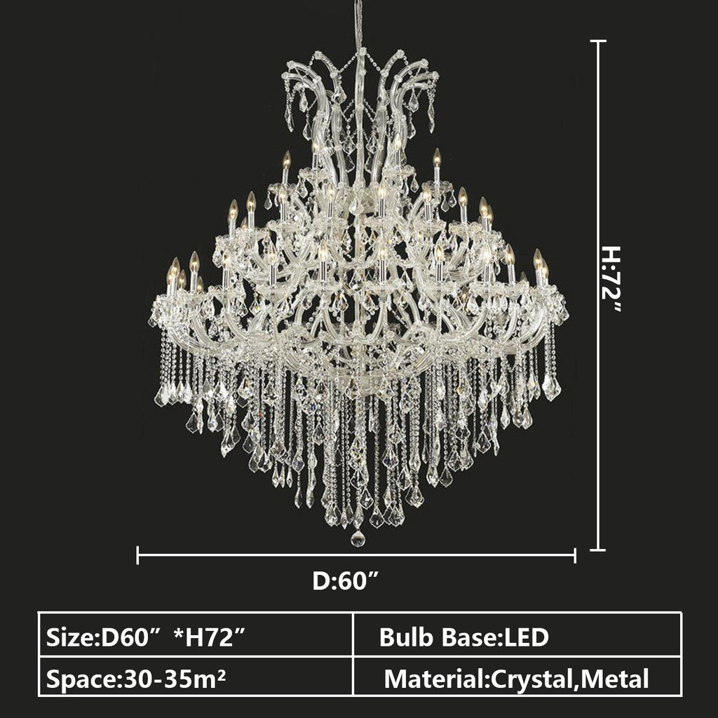 Oversized European Chrome Classic Candle Branch Crystal Chandelier for 2 - Story/Duplex Buildings - D39.4"*H47.3"Warm LightManorlights