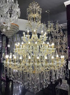 Oversized Luxury Traditional Gold/Chrome Candle Branch Crystal Chandelier for 2 - story/Duplex Buildings - D59.1"*H92.3"ChromeWarm LightManorlights