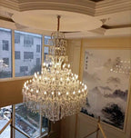 Oversized Luxury Traditional Gold/Chrome Candle Branch Crystal Chandelier for 2 - story/Duplex Buildings - D59.1"*H92.3"GoldWarm LightManorlights
