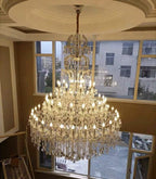 Oversized Luxury Traditional Gold/Chrome Candle Branch Crystal Chandelier for 2 - story/Duplex Buildings - D59.1"*H92.3"ChromeWarm LightManorlights